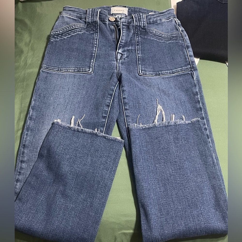 Frame Denim Light Blue High-Rise Straight Jeans
